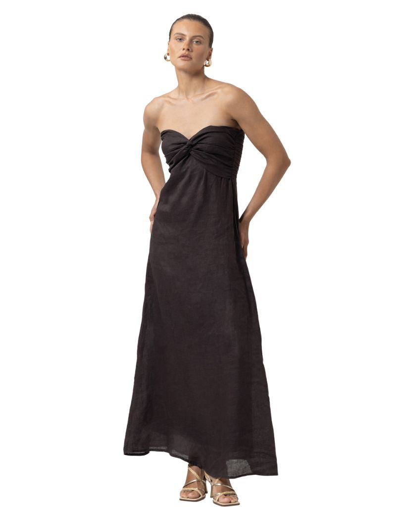 Melody Linen Dress Coffee
