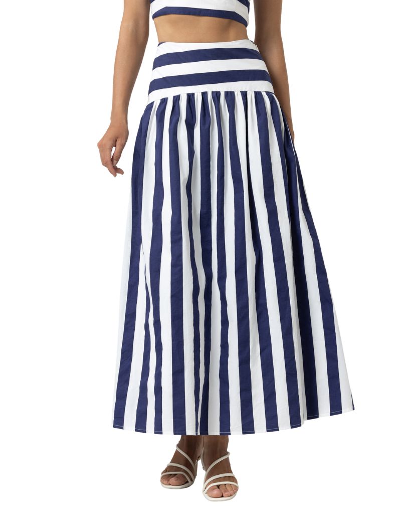 Lusana Oliver Poplin Skirt Marine Stripe