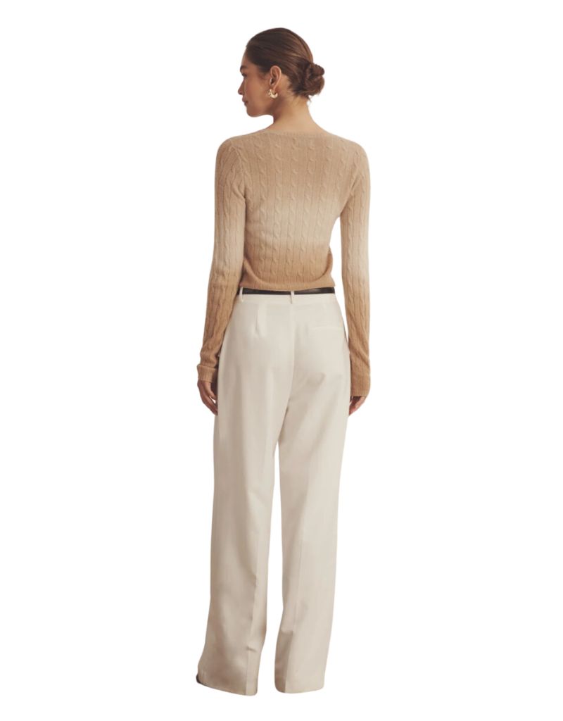 Luxe Cashmere Dip Dye Cardigan Tan Combo