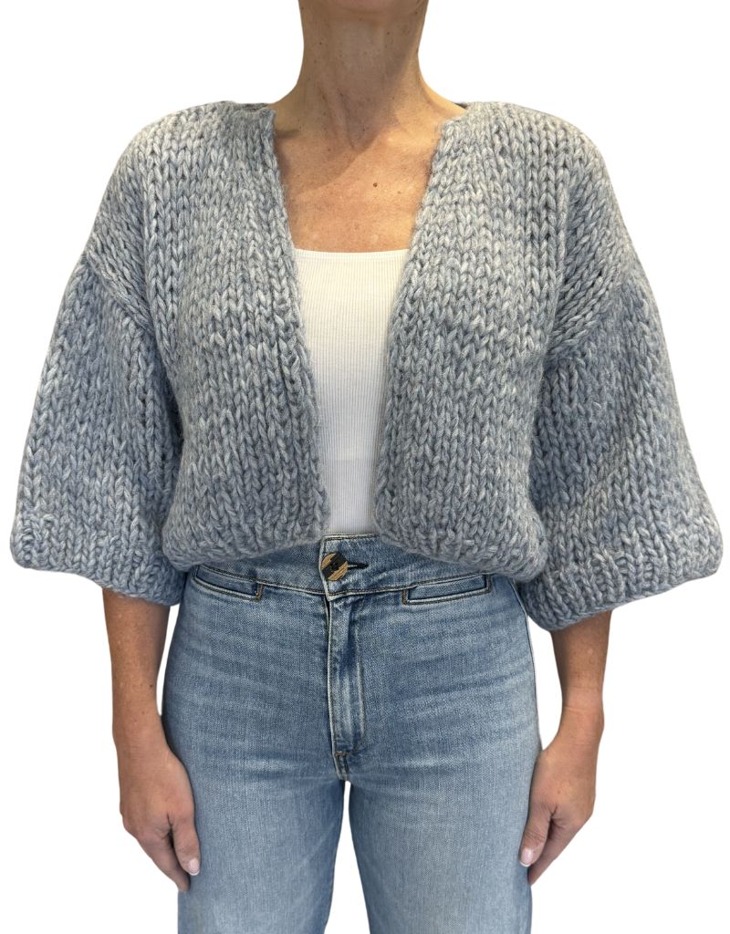 Maiami Alpaca Short Sleeve Cardigan Light Blue Melangue