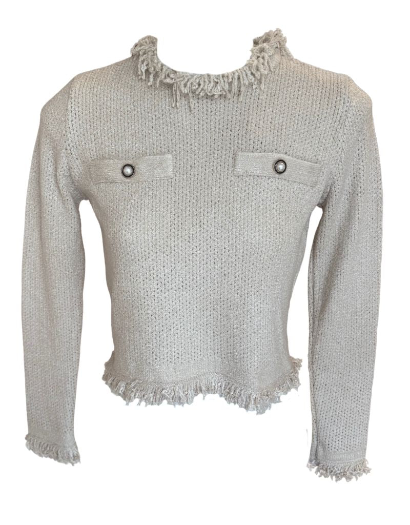 Maria Pavan Crew Textured Pullover LE5447 Beige Papiro