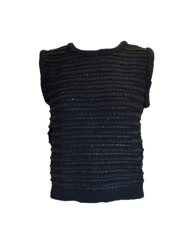 Maria Pavan Sleeveless Textured Vest LE5293 Black
