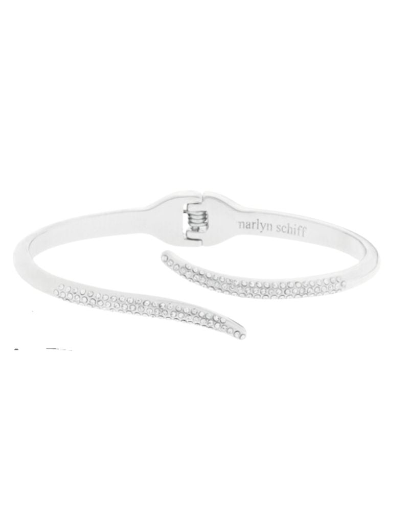 Marlyn Schiff 3702B Crystal Wrap Hinge Bracelet Silver
