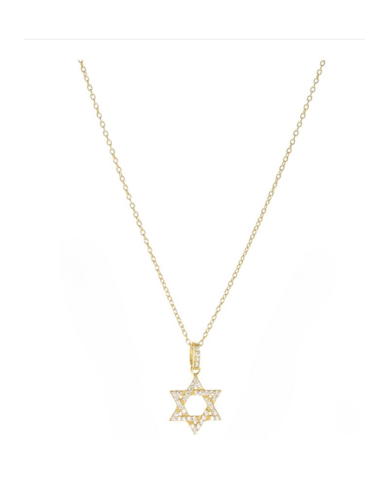 Marlyn Schiff 4070N Pave Star of David Necklace Gold