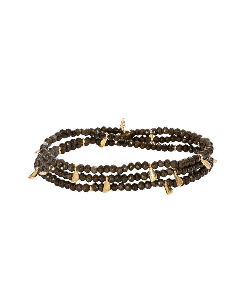 Marlyn Schiff 4444B Gold Army Beaded Stretch Bracelet