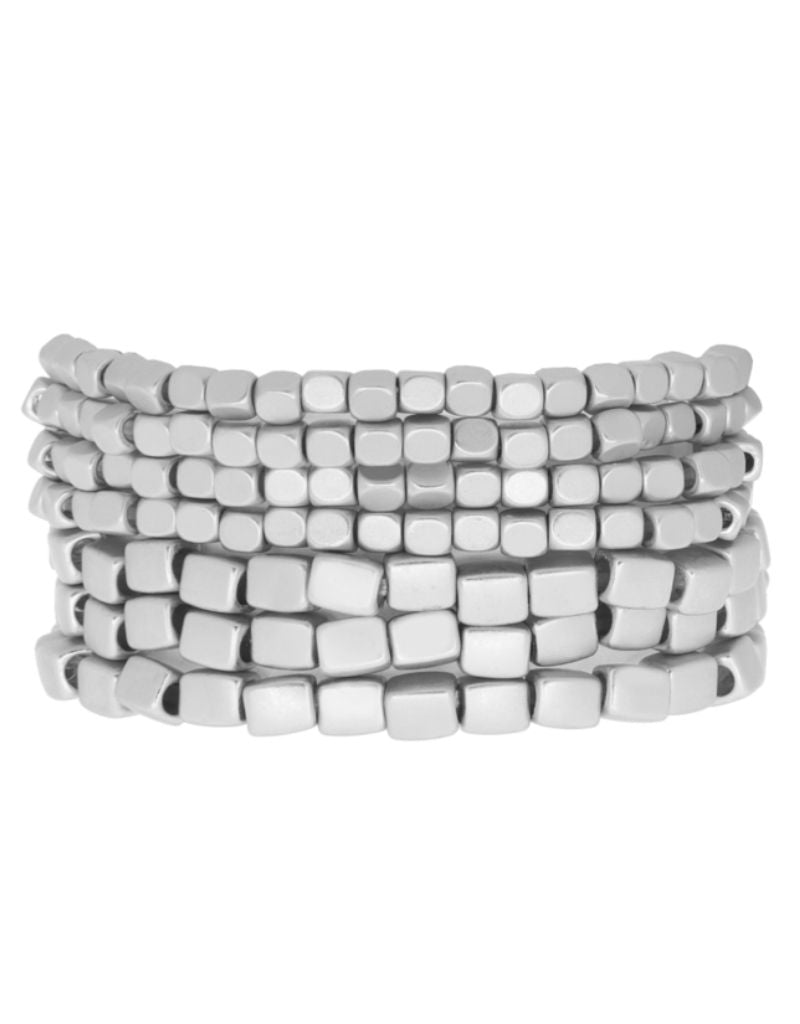 Marlyn Schiff 6905B Matte Silver 7 Strand Metal Beaded Bracelet Set