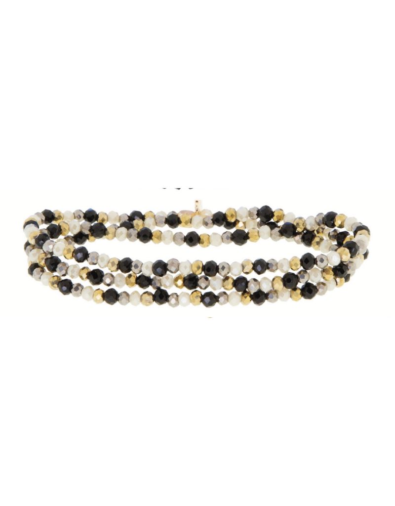 Marlyn Schiff 9686B Navy Ice Mini Stretch Crystal Beaded Bracelet