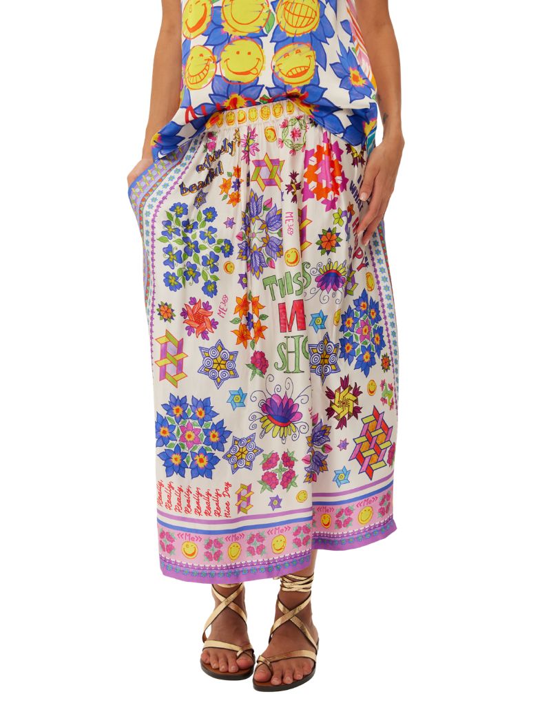 Me369 Vanessa Printed Midi Skirt Markers