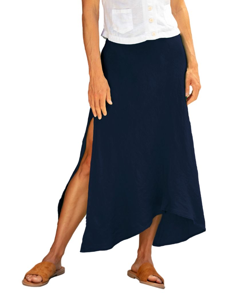 Mila Linen Skirt LI-243 Navy