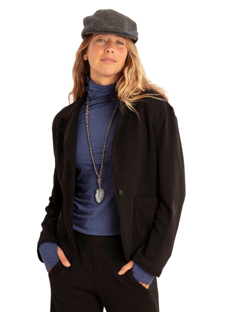 Mila Raw Edge Blazer FL-419 Black
