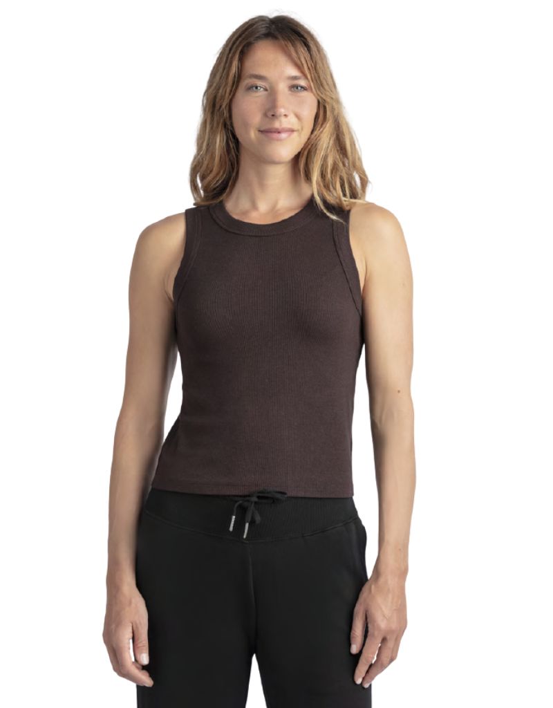 Mila Ribbed Crop Tank Top Bark