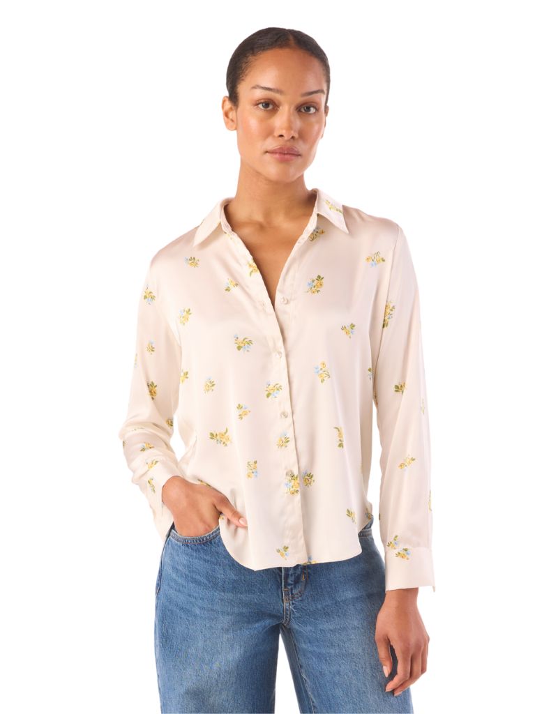 Misa Celine Top Spaced Ditsy Ivory