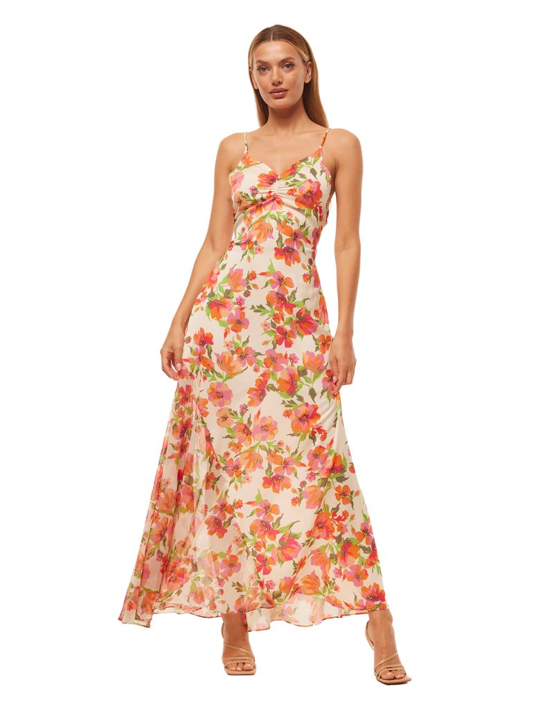 chinese dress ladies Misa Los Angeles Negine Dress Palmarei Blooms Mix