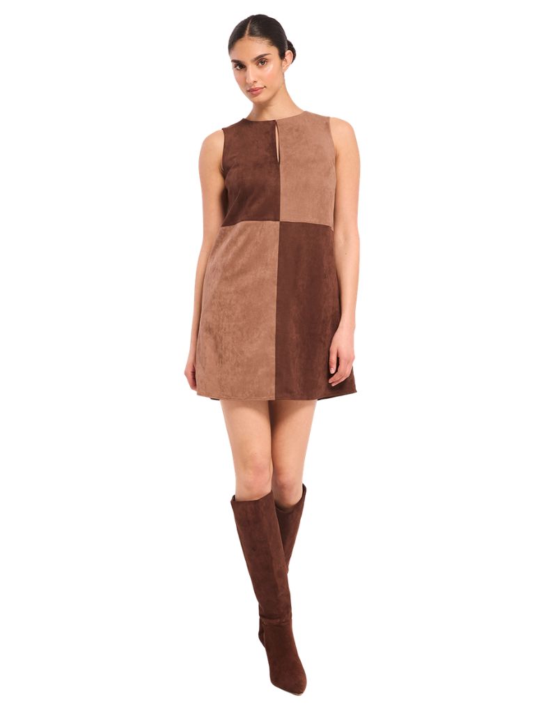 Misa Sigrid Dress Faux Suede Mix