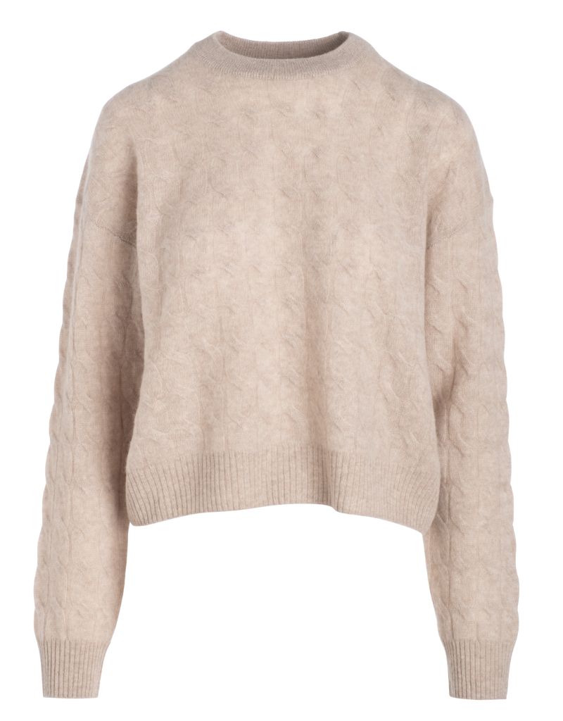 Naadam Cashmere Cable Crew Neck Oat
