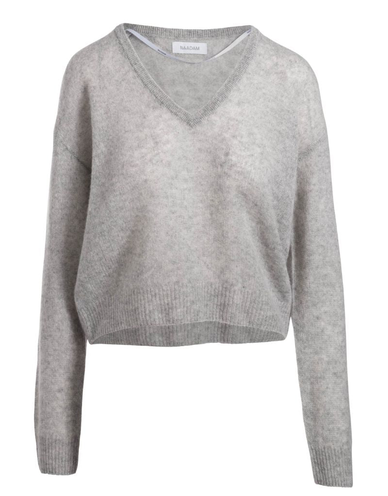Naadam Cashmere Featherweight V Neck Cement