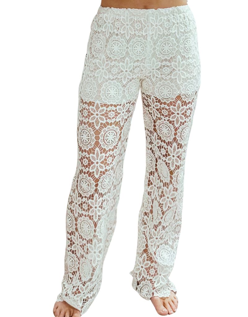 Pants Pizzo Thick Flower White