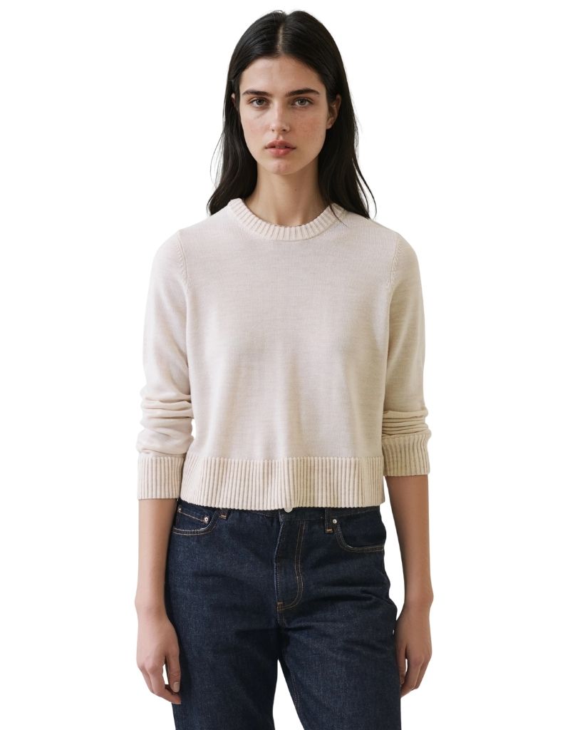 Patrick Assaraf Plaited Extra Fine Merino Cropped Crew Snowflake