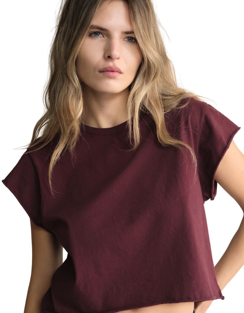 People of Leisure Graze Crop Tee Merlot