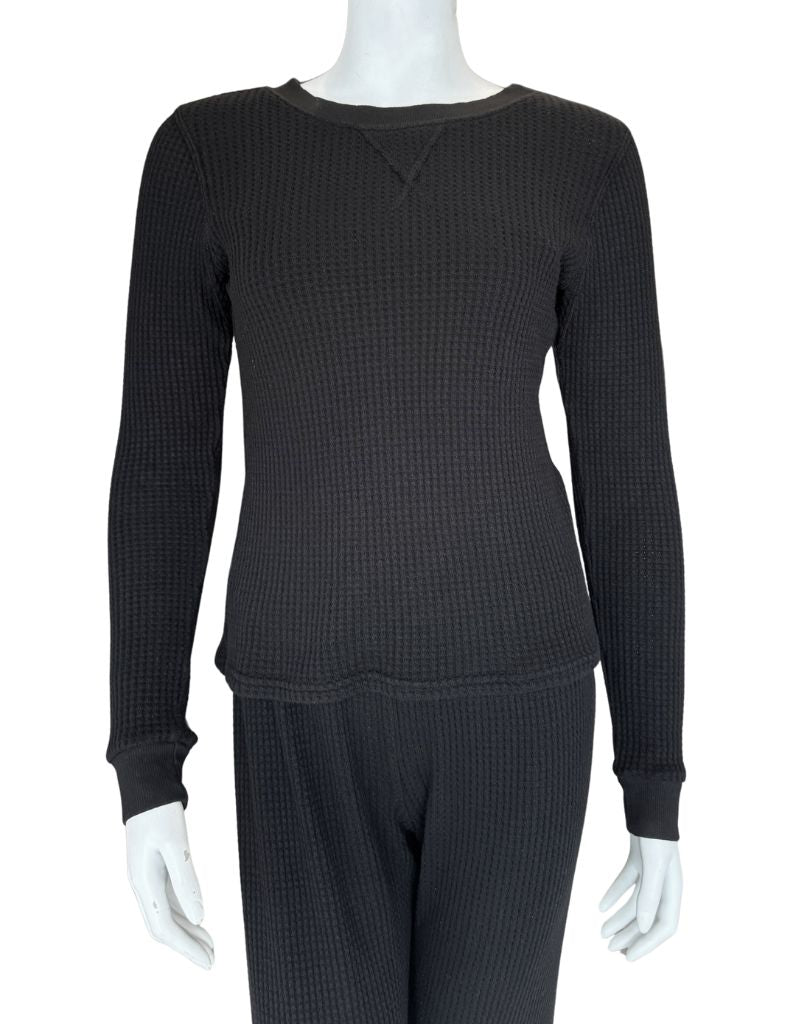 People of Leisure Maine Waffle Long Sleeve Dark Black