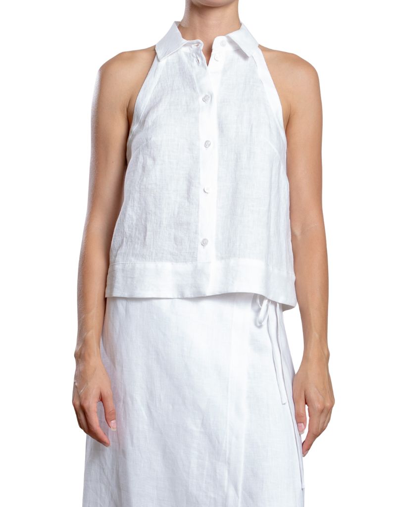 Pharaoh Atlas Halter in French Linen White