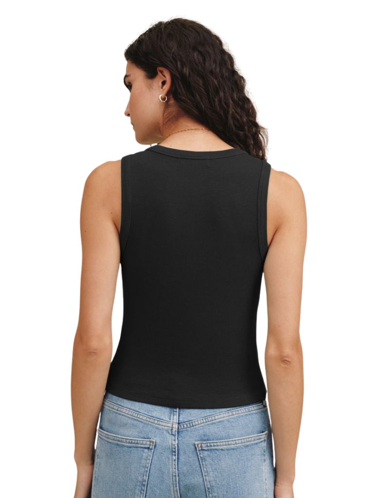 Sleeveless Placket Top Black