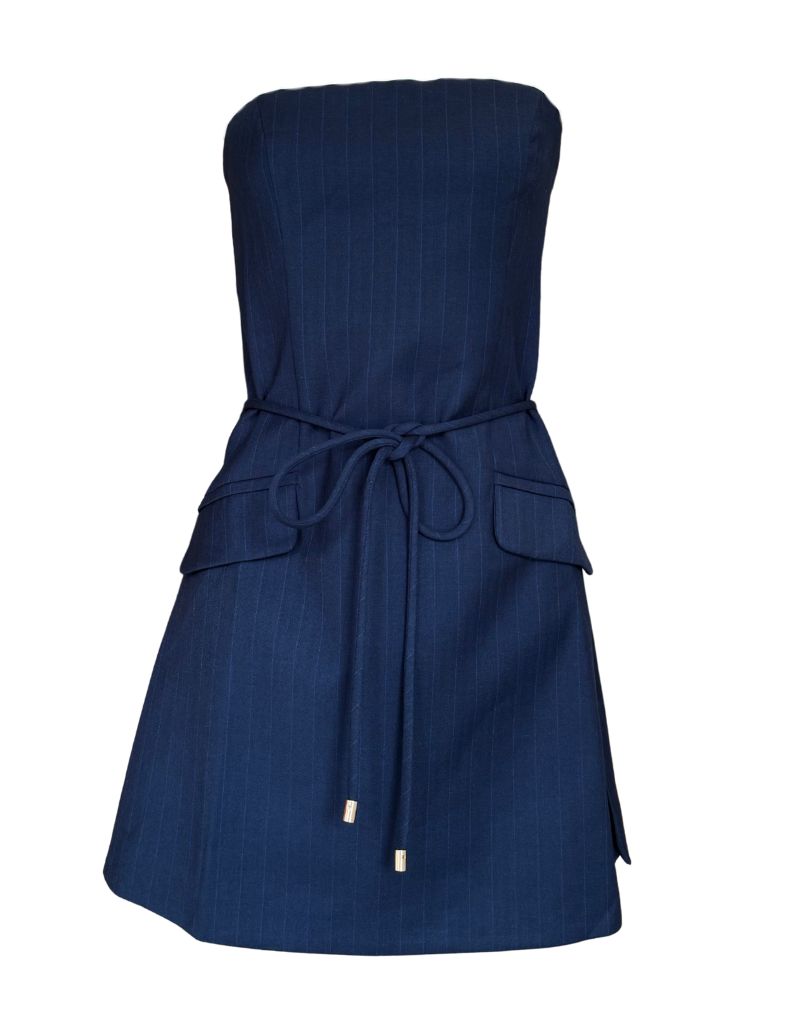Randia Striped Mini Dress Navy Pinstripe