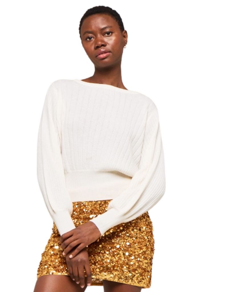 Rosa Ribbed Crew Natural White