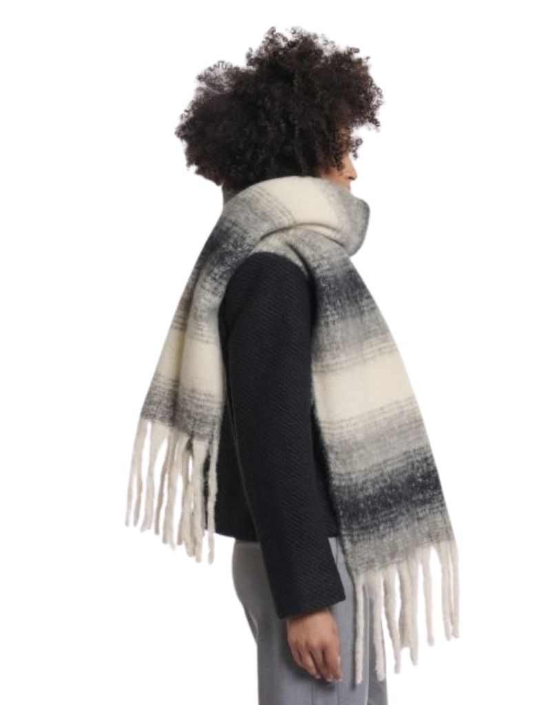 Rino & Pelle Erica Checked Scarf Black White