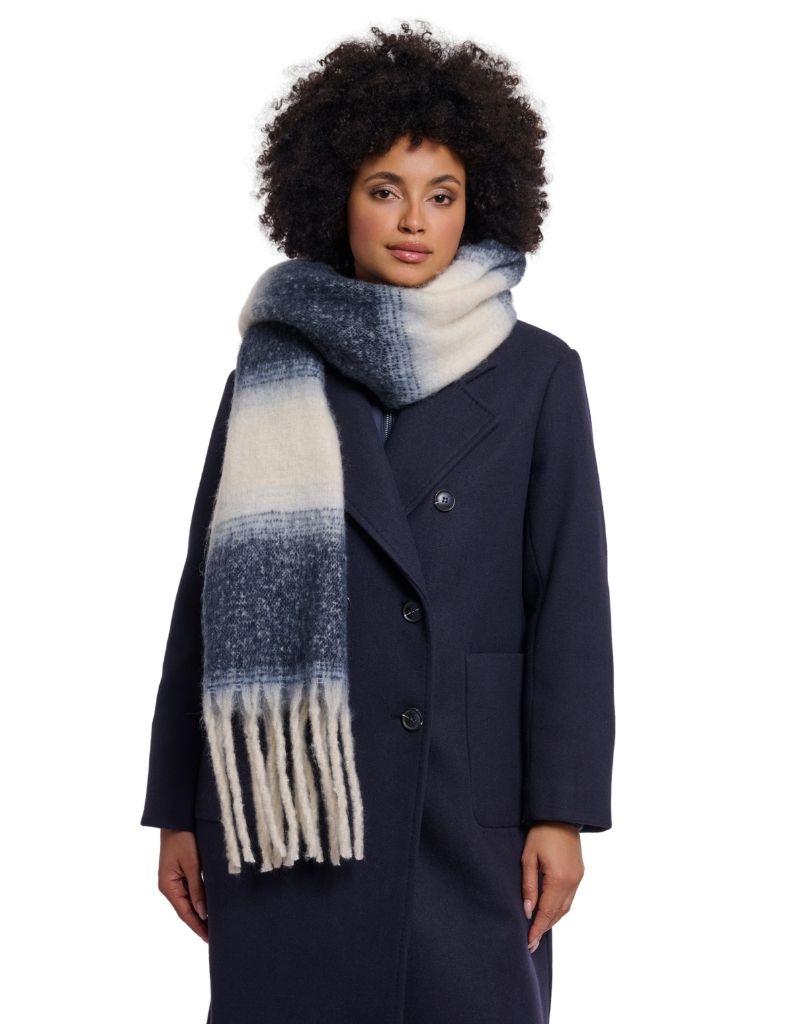 Rino & Pelle Erica Checkered Scarf Dark Navy Birch