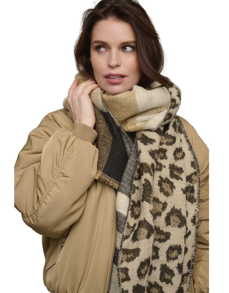 Rino & Pelle Mixtu Scarf Leopard Check