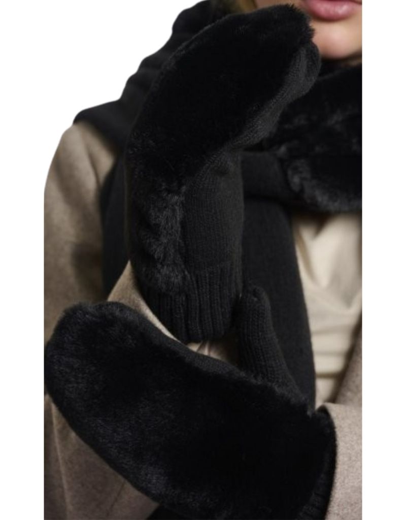 Rino & Pelle Oxo Faux Fur Gloves Black