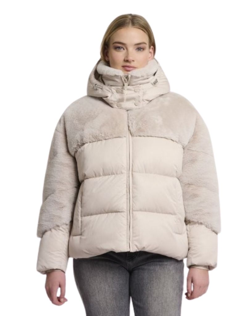 Rino & Pelle Shana Padded Jacket with Faux Fur Details Birch