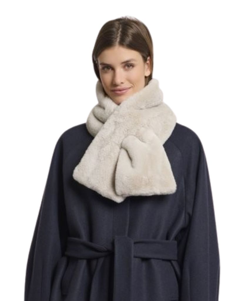 Rino & Pelle Stip Faux Fur Scarf Birch