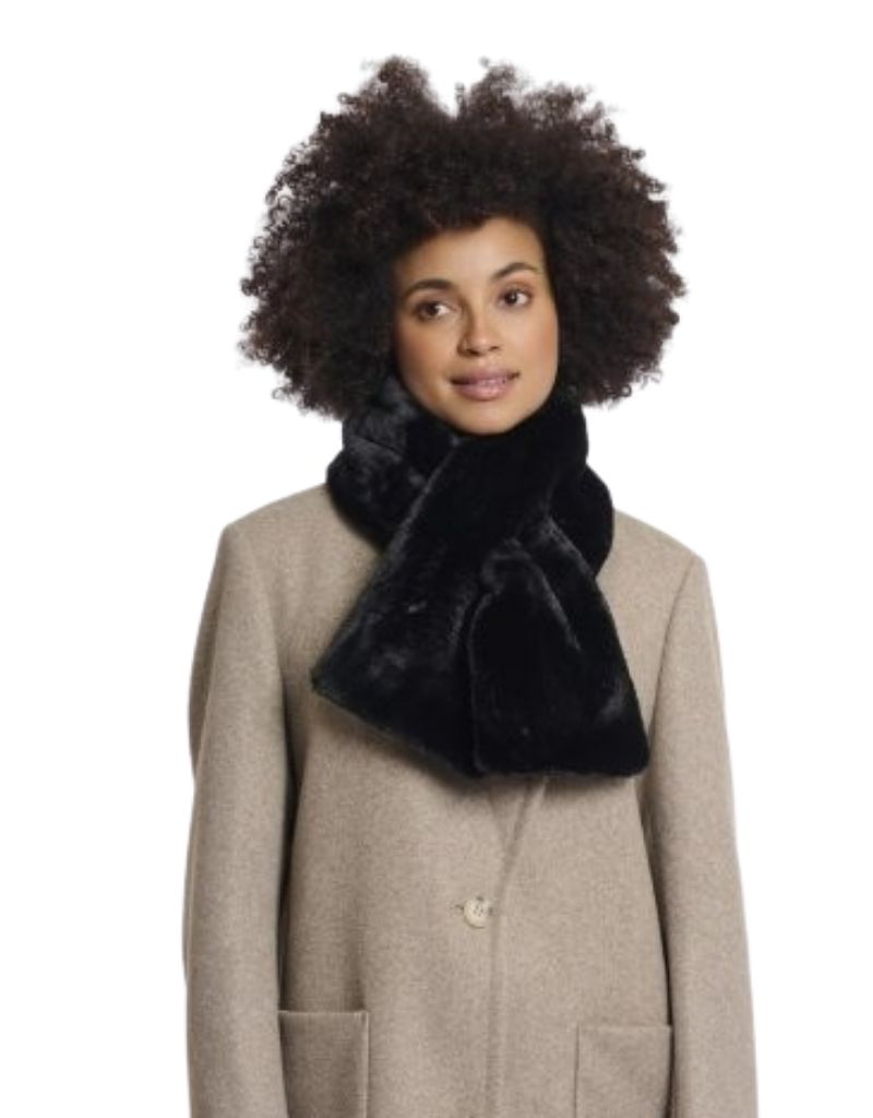 Rino & Pelle Stip Faux Fur Scarf Black