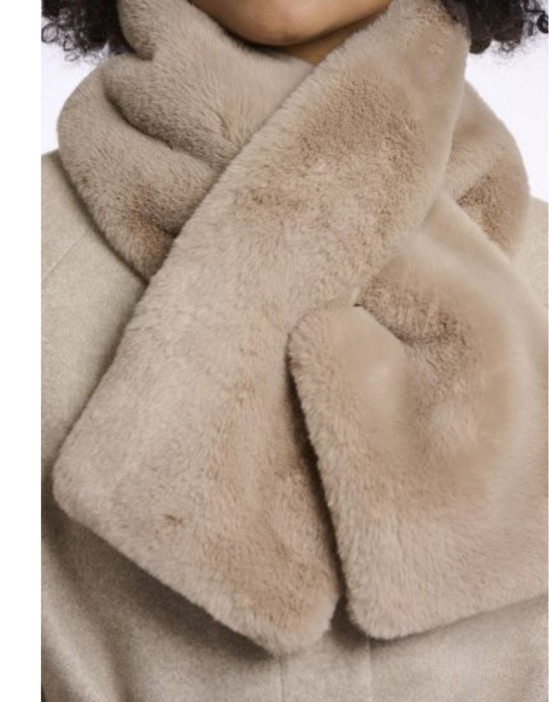 Rino & Pelle Stip Faux Fur Scarf Oat