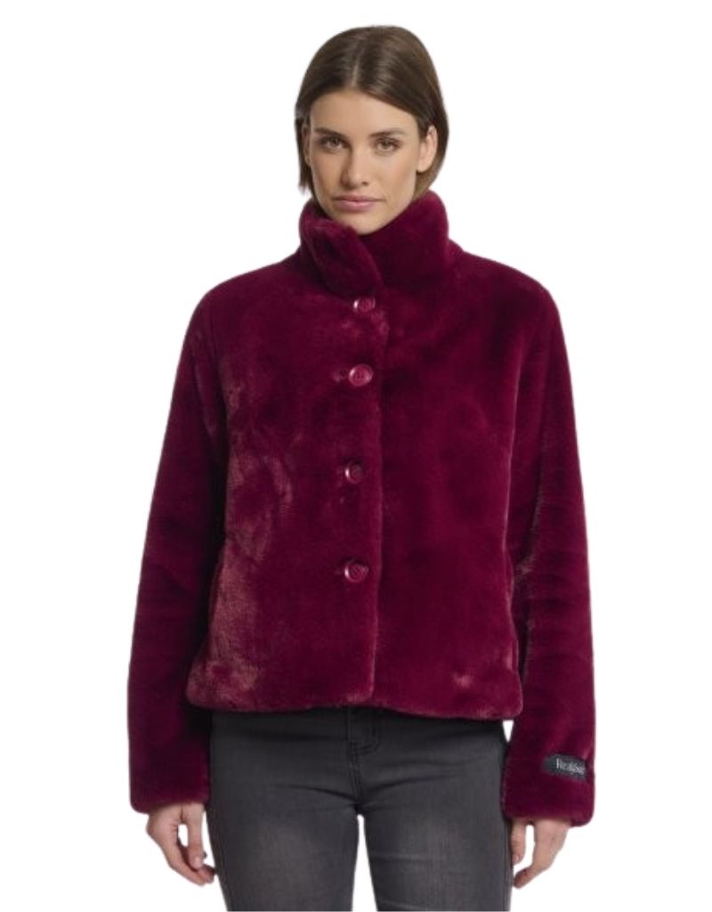 Rino & Pelle Vie Single Breasted Faux Fur Jacket Sugar Plum