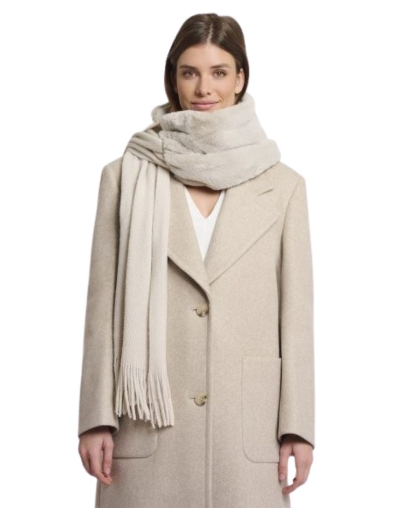 Rino & Pelle Vlien Knitted Scarf with Faux Fur Detail Birch