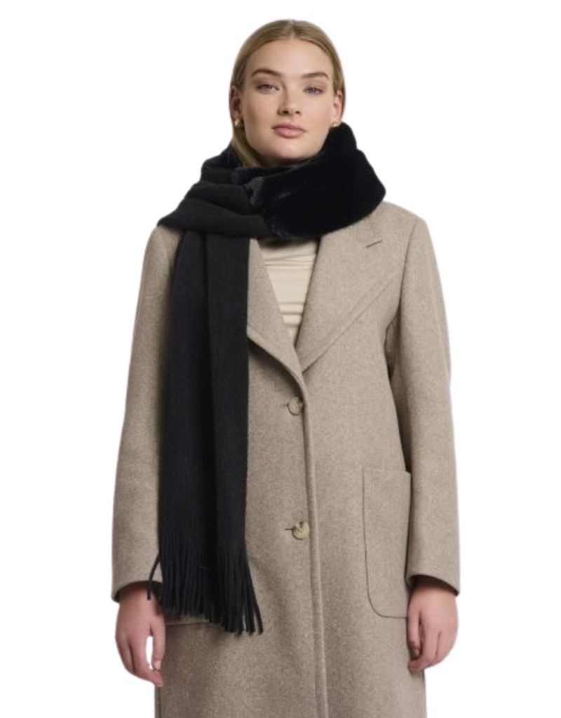Rino & Pelle Vlien Knitted Scarf with Faux Fur Detail Black