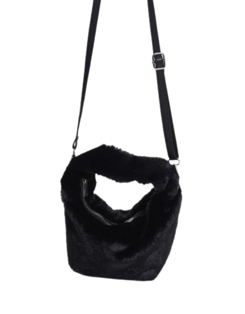 Rino & Pelle Cheryl Small Faux Fur Crossbody Bag Black