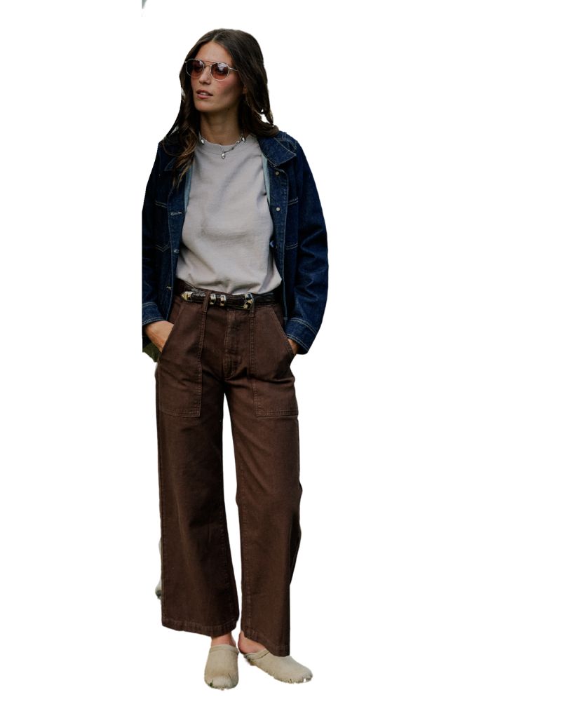 Women's River Pant in Garment Dyed Recycled Cotton Mud
