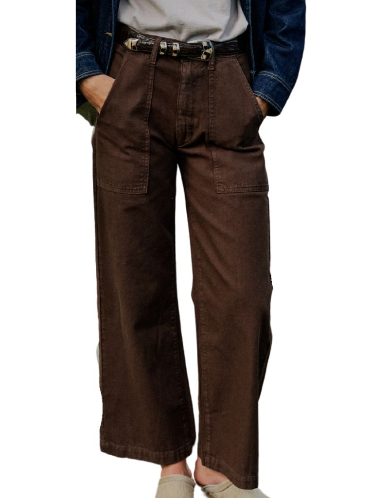 Women's River Pant in Garment Dyed Recycled Cotton Mud