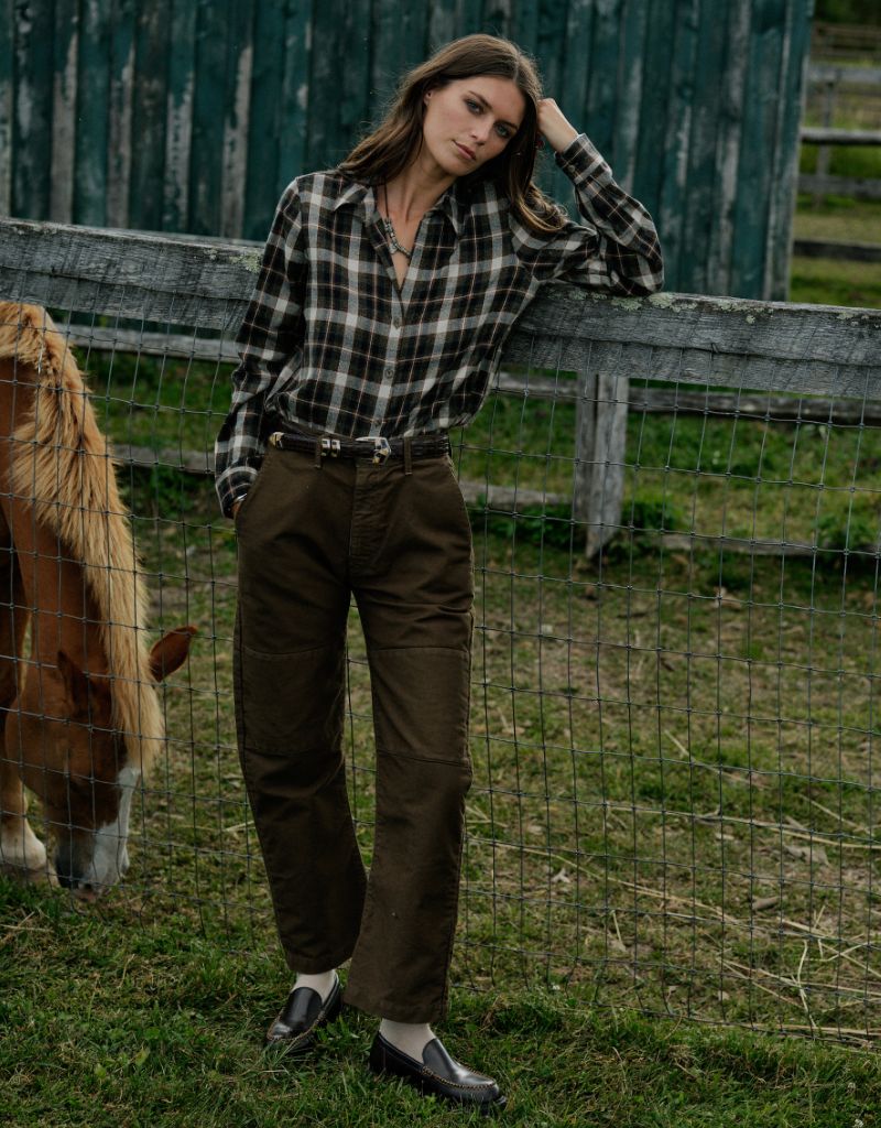 Women's River Pant in Garment Dyed Recycled Cotton Mud