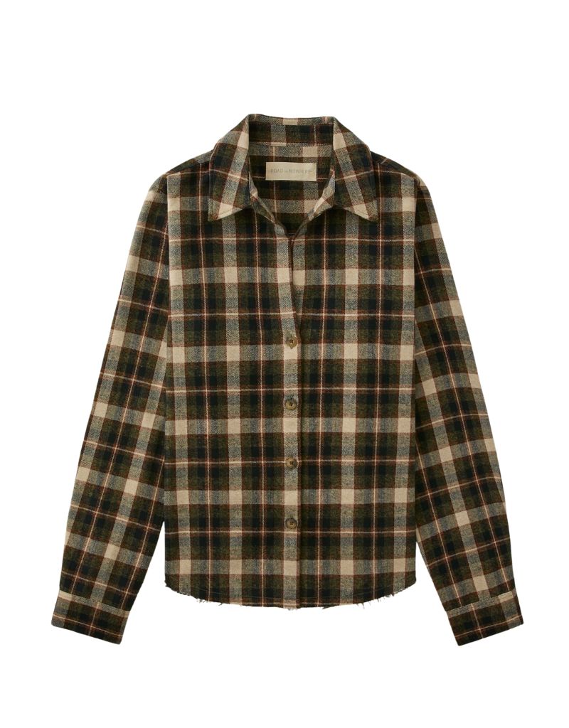 Road to Nowhere Women's Mila Japanese Cotton Flannel Shirt Charcoal Plaid