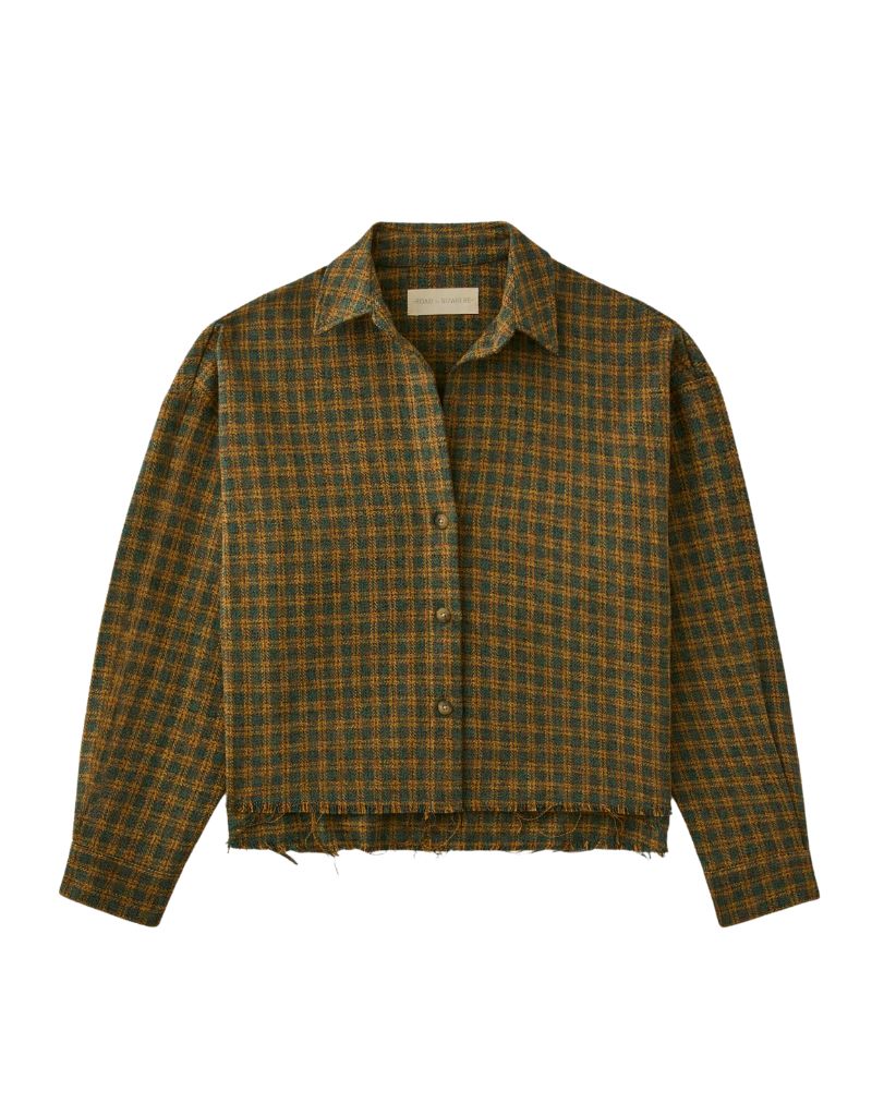 Road to Nowhere Women's Remi Cropped Shirt in Japanese Tweed Highland Plaid