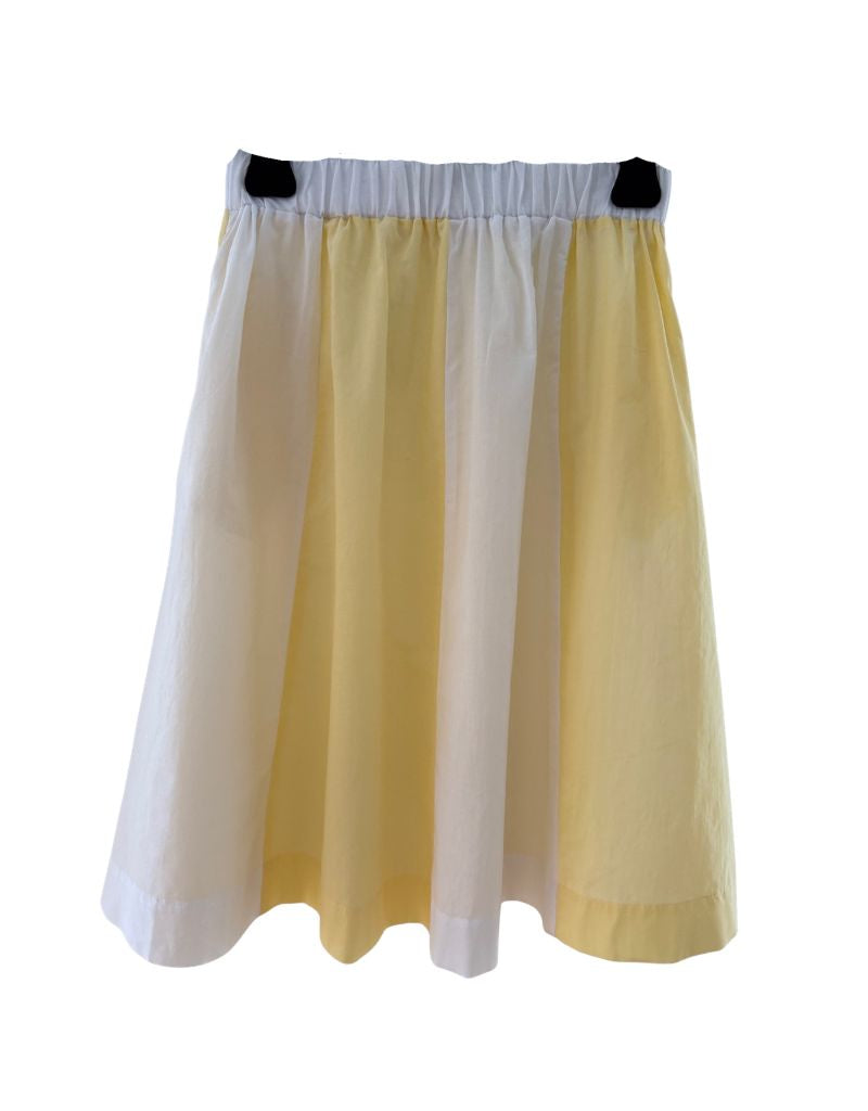 Rose Carmine Voile De Cotton Skirt Yellow White