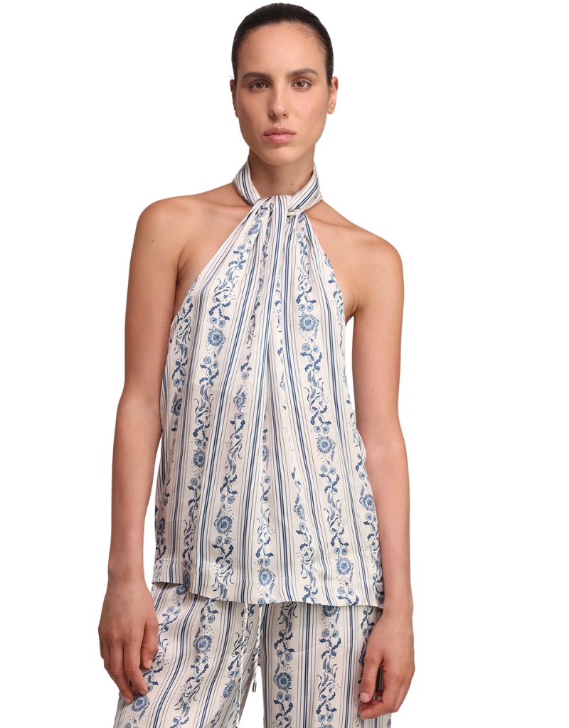 Sabina Musayev Courtney Top Ivory Print