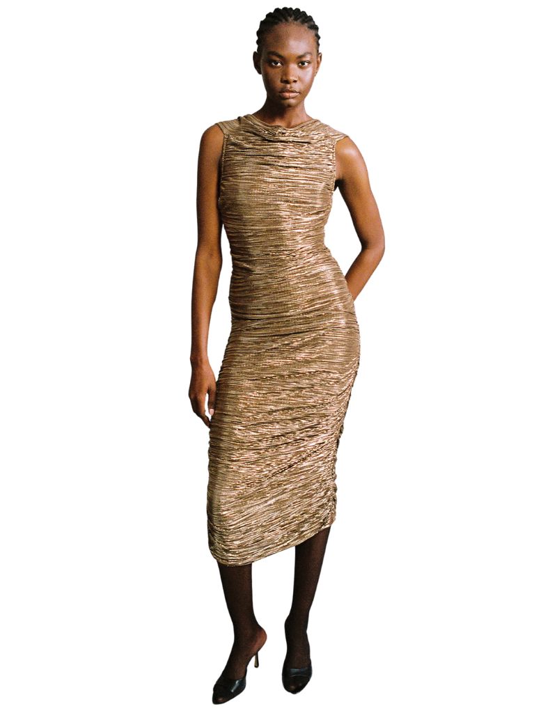 Sabina Musayev Supernova Dress Golden Brown