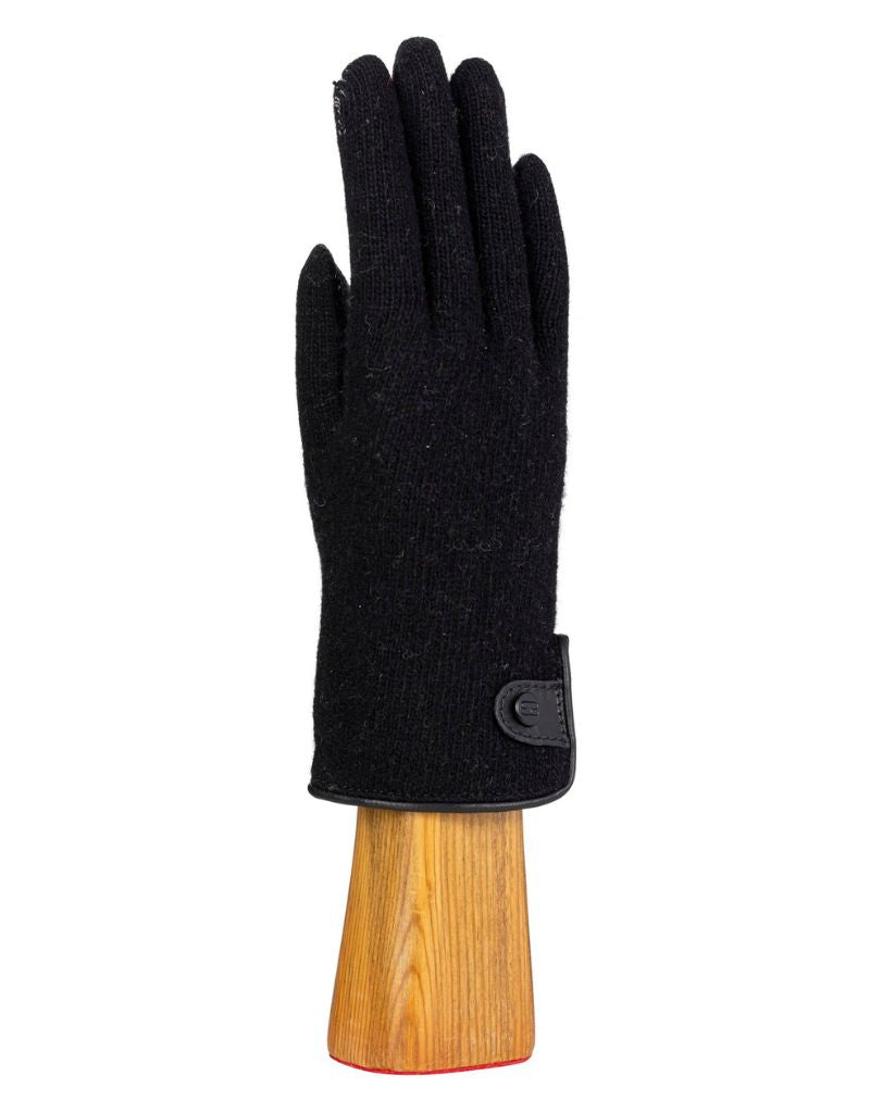 Santacana NST-LC-21 Wool and Cashmere Gloves Leather Badge - Negro