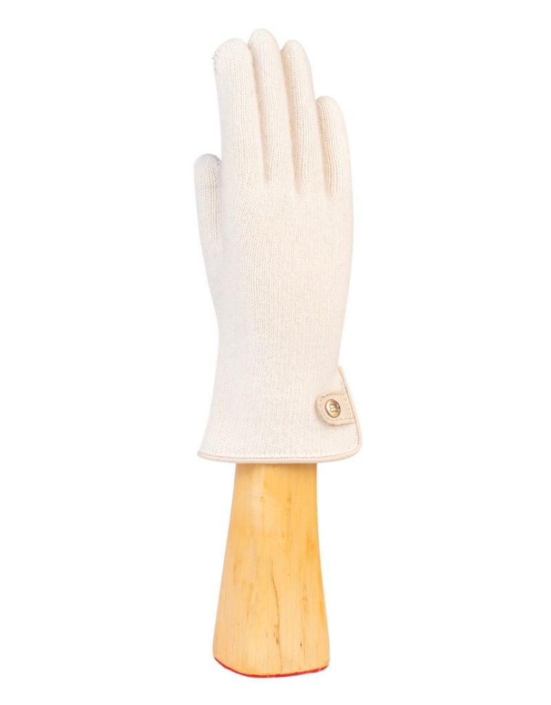 Santacana NST-LC-21 Wool and Cashmere Gloves Leather Badge - Nieve